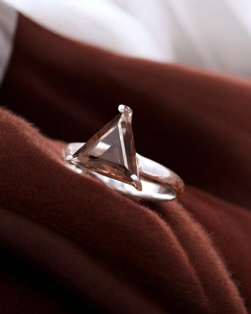 Natural Smoky Quartz 925 Sterling Silver Ring