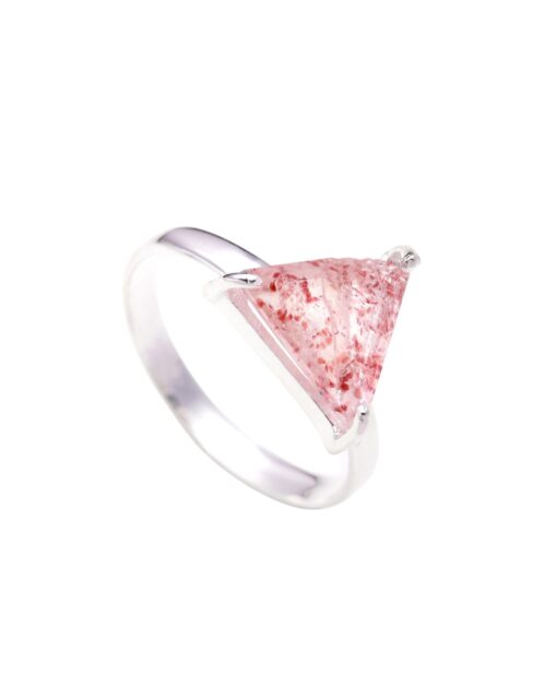 Natural Strawberry Quartz 925 Sterling Silver Ring - Image 2