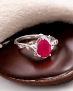 Natural Hot Pink Chalcedony 925 Sterling Silver Ring