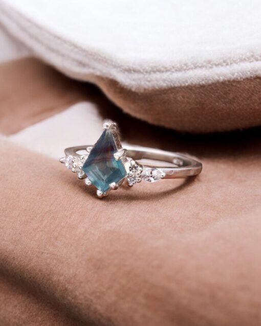 Natural Rainbow Fluorite 925 Sterling Silver Ring