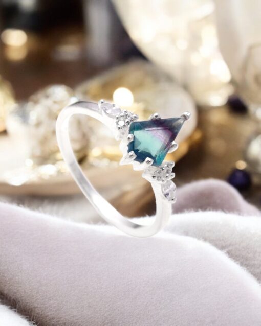 Natural Rainbow Fluorite 925 Sterling Silver Ring - Image 2