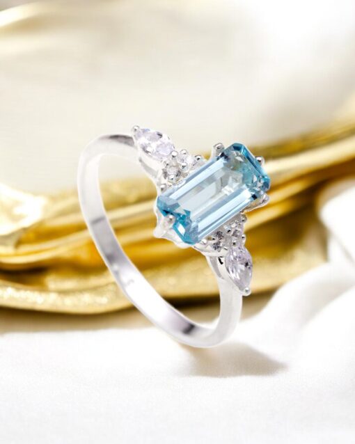 Natural Sky Blue Topaz 925 Sterling Silver Ring - Image 3