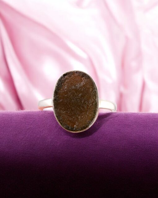 Natural Beautiful Moldavite 925 Sterling Silver Ring - Image 4