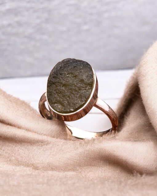 Natural Beautiful Moldavite 925 Sterling Silver Ring - Image 2
