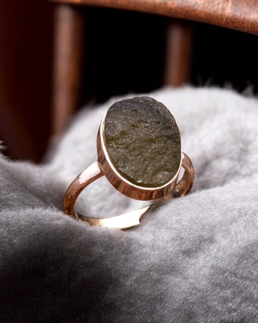 Natural Beautiful Moldavite 925 Sterling Silver Ring