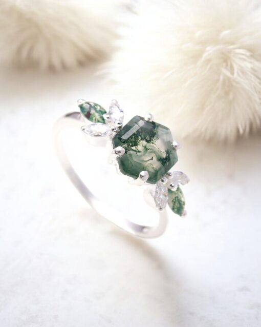 Natural Moss Agate 925 Sterling Silver - Image 4