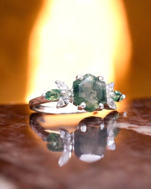 Natural Moss Agate 925 Sterling Silver - Image 3