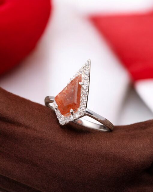 Natural Sunstone 925 Sterling Silver Ring