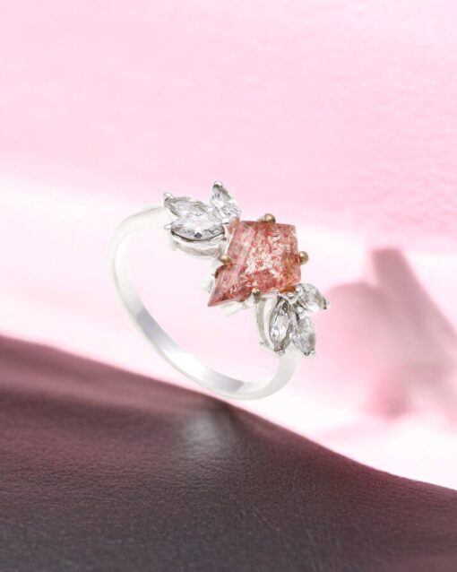 Natural Strawberry Quartz 925 Sterling Silver Ring - Image 3