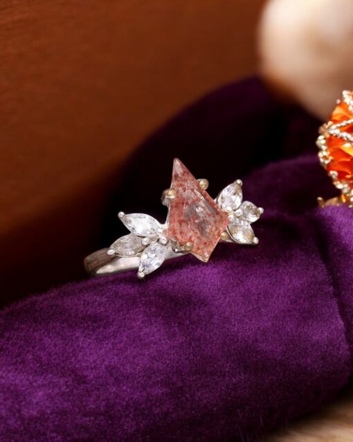 Natural Strawberry Quartz 925 Sterling Silver Ring - Image 4