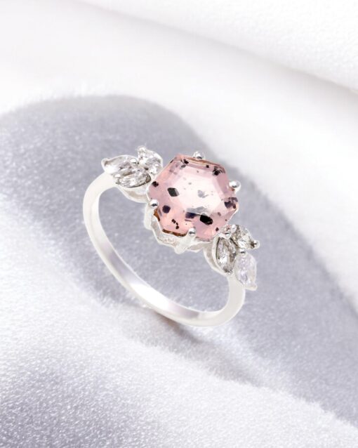 Natural Pink Dot Quartz 925 Sterling Silver Ring - Image 4