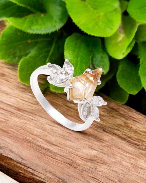 Natural Golden Rutile Quartz 925 Sterling Silver Ring - Image 3