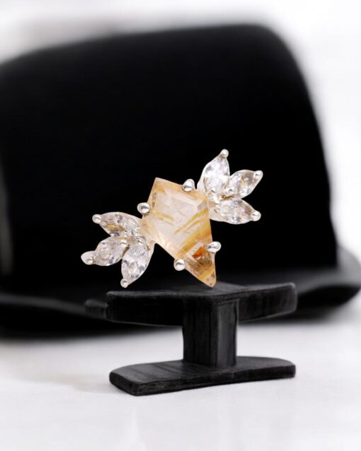 Natural Golden Rutile Quartz 925 Sterling Silver Ring - Image 2