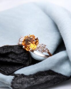 Natural Yellow Citrine 925 Sterling Silver Ring