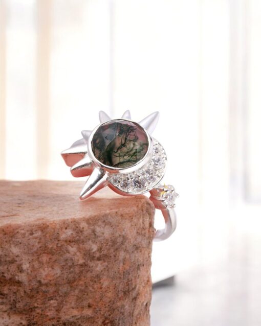 Natural Moss Agate 925 Sterling Silver Ring - Image 3