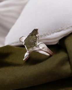 Natural Moldavite 925 Sterling Silver Ring