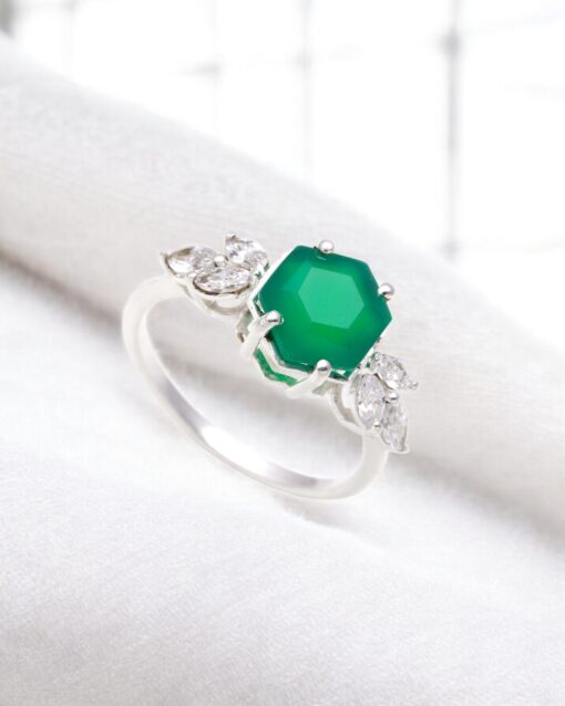 Natural Green Onyx 925 Sterling Silver Ring - Image 4