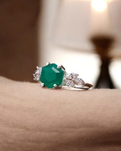 Natural Green Onyx 925 Sterling Silver Ring
