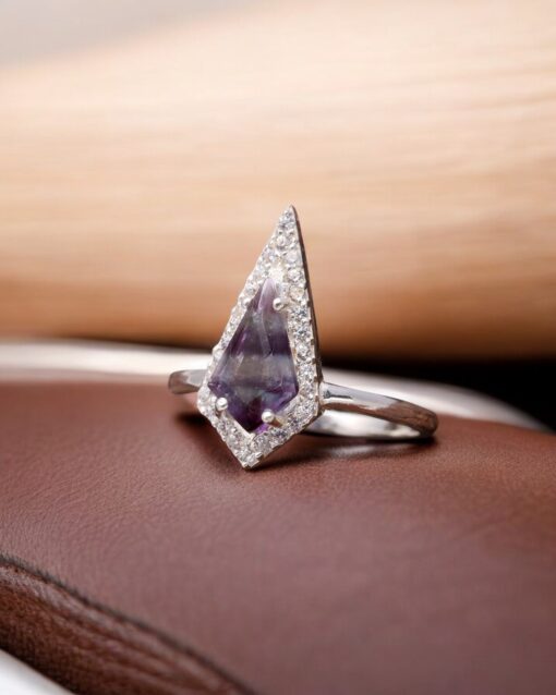 Natural Rainbow Fluorite 925 Sterling Silver Ring