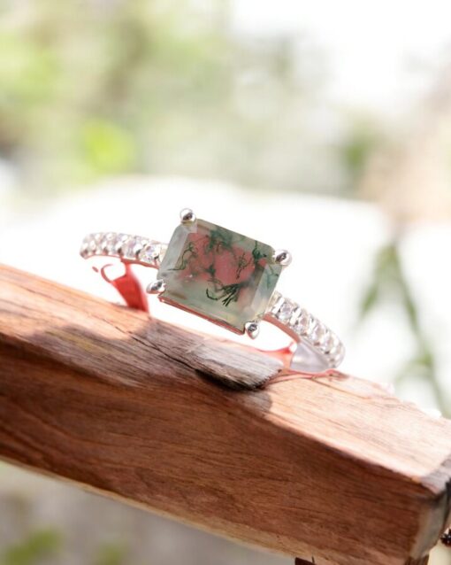 Natural Moss Agate 925 Sterling Silver Ring - Image 3