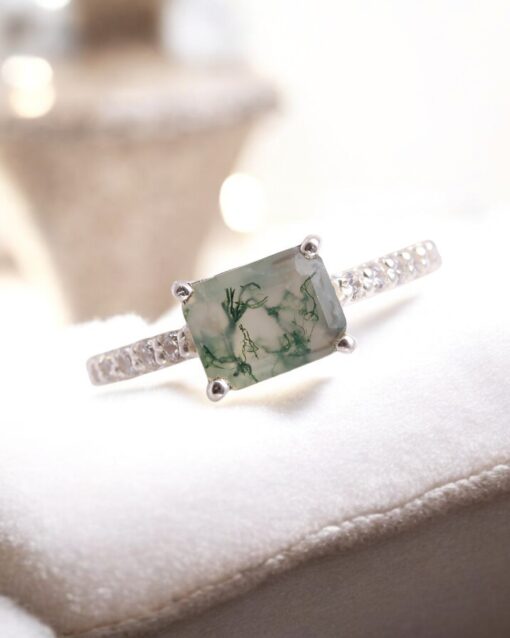 Natural Moss Agate 925 Sterling Silver Ring - Image 2