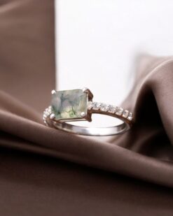 Natural Moss Agate 925 Sterling Silver Ring