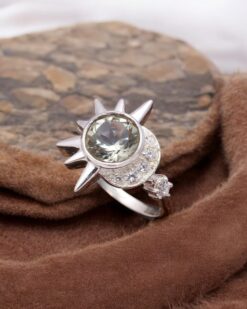 Natural Green Amethyst 925 Sterling Silver Ring