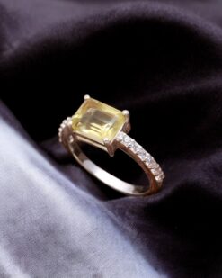 Natural Lemon Quartz 925 Sterling Silver Ring
