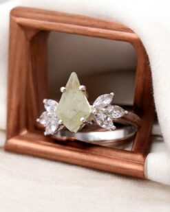 Natural Green Prehnite 925 Sterling Silver Ring