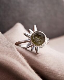 Natural Moldavite 925 Sterling Silver Ring