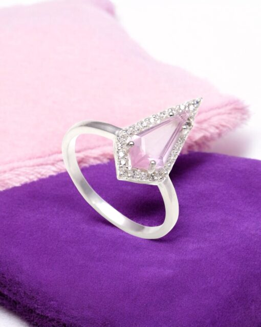 Natural Rose Quartz 925 Sterling Silver Ring - Image 3