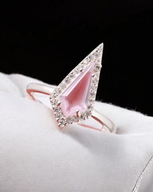 Natural Rose Quartz 925 Sterling Silver Ring - Image 2