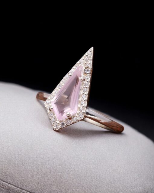 Natural Rose Quartz 925 Sterling Silver Ring