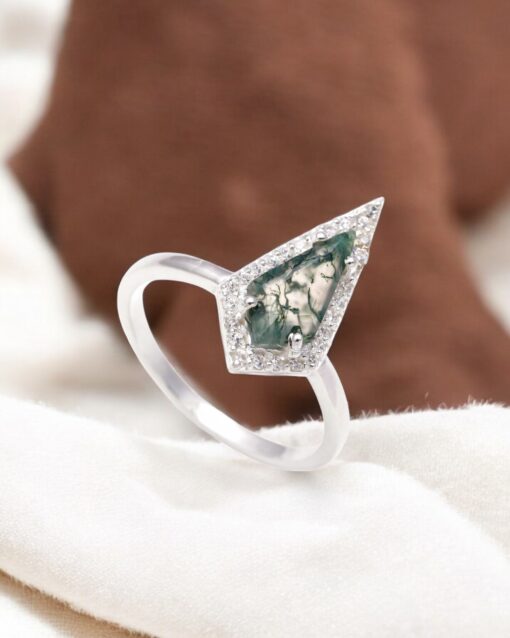 Natural Moss Agate 925 Sterling Silver Ring - Image 4