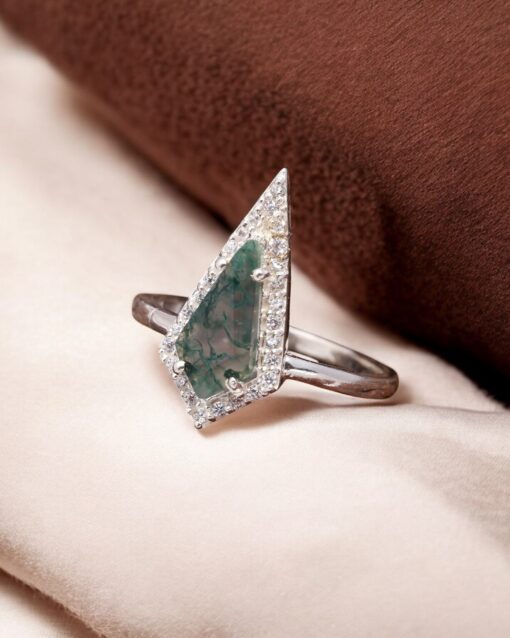 Natural Moss Agate 925 Sterling Silver Ring
