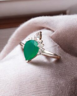 Natural Green Onyx 925 Sterling Silver Ring