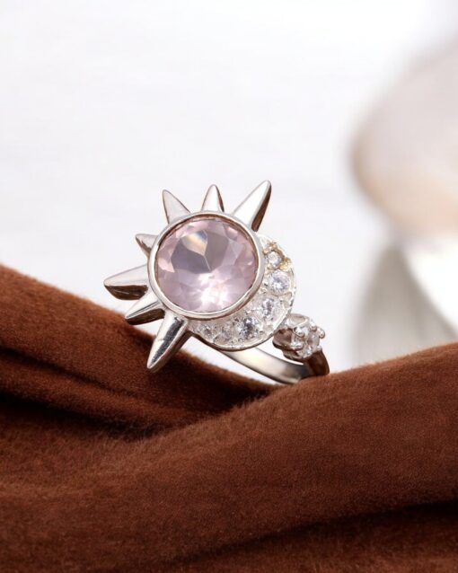Natural Rose Quartz 925 Sterling Silver Ring - Image 2