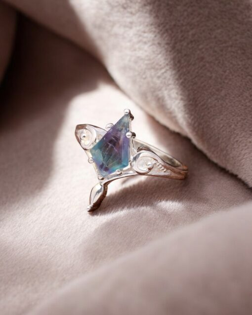 Natural Rainbow Fluorite 925 Sterling Silver Ring - Image 2