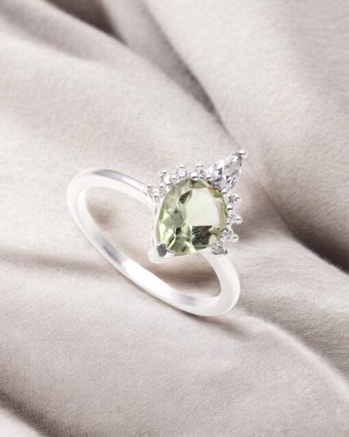Natural Green Amethyst 925 Sterling Silver Ring - Image 4