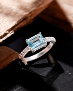 Natural Sky Blue Topaz 925 Sterling Silver Ring