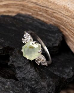Natural Beautiful Prehnite 925 Sterling Silver Ring