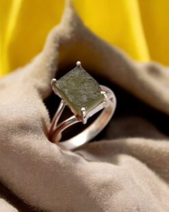 Beautiful Moldavite 925 Sterling Silver Ring