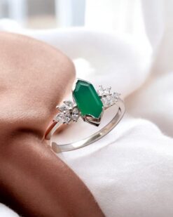 Natural Green Onyx 925 Sterling Silver Ring