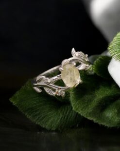 Natural Golden Rutile Quartz Sterling Silver Ring