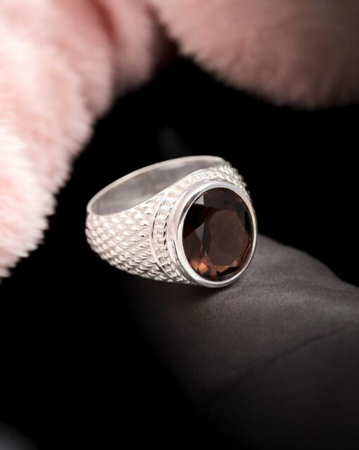 Natural Smokey Quartz 925 Sterling Silver Ring - Image 2
