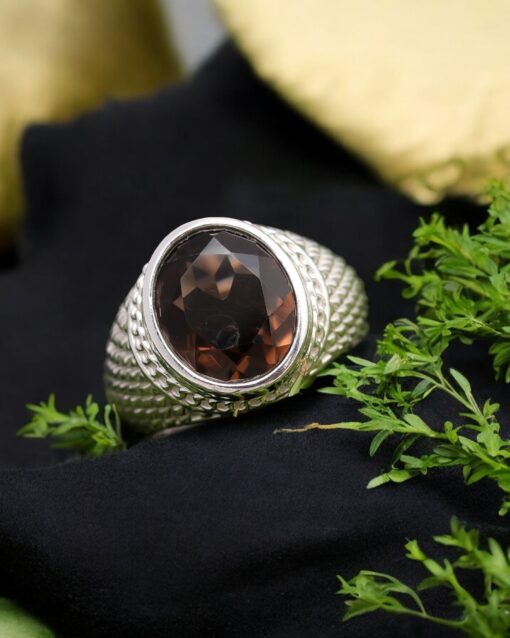 Natural Smokey Quartz 925 Sterling Silver Ring - Image 4