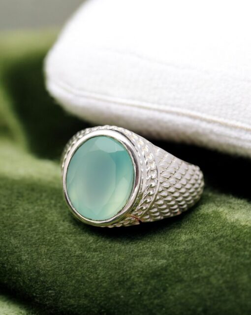 Natural Aqua Chalcedony 925 Sterling Silver Ring - Image 2