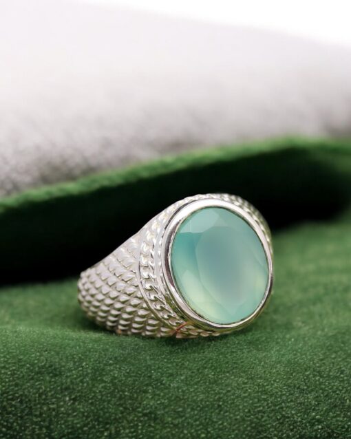 Natural Aqua Chalcedony 925 Sterling Silver Ring - Image 4