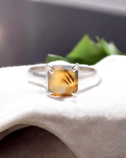 Natural Montana Agate 925 Sterling Silver Ring - Image 4
