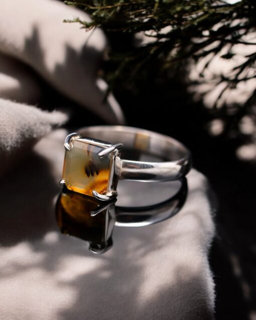 Natural Montana Agate 925 Sterling Silver Ring - Image 3